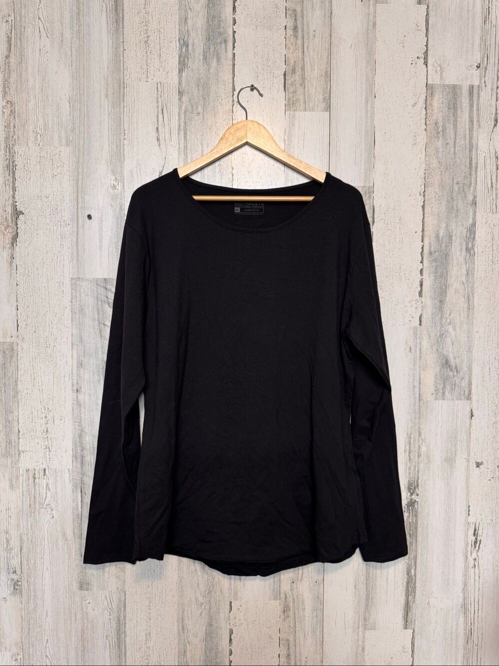 Alphalete Lifestyle Fit Long Sleeve Scoop Neck Shirt Mens XL Solid Black